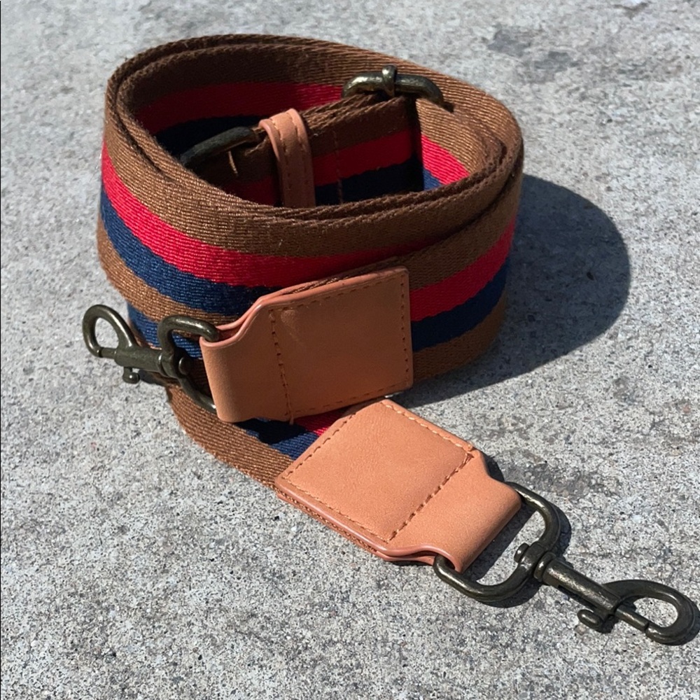Brown Red Navy Striped Adjustable Bag Strap